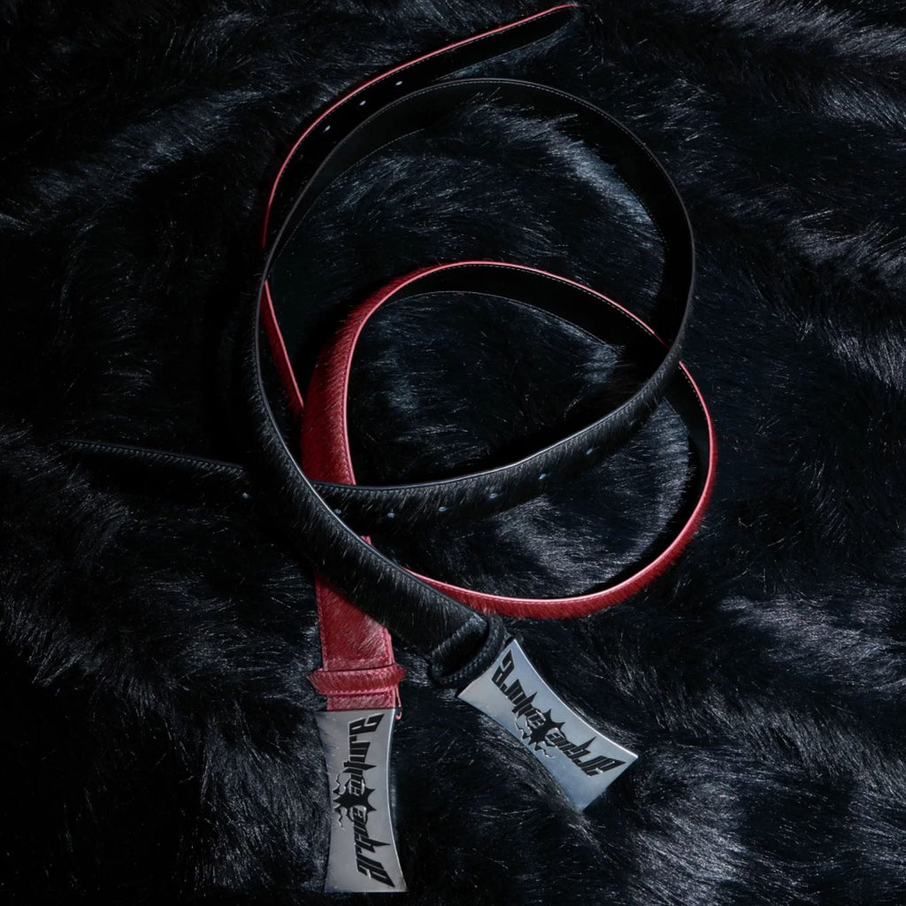 Argue Culture Horsehair Leather Belt Vintage Metal Plate Waist Belt