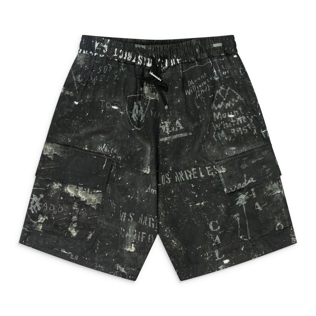 Black Army Stencil Cargo Shorts