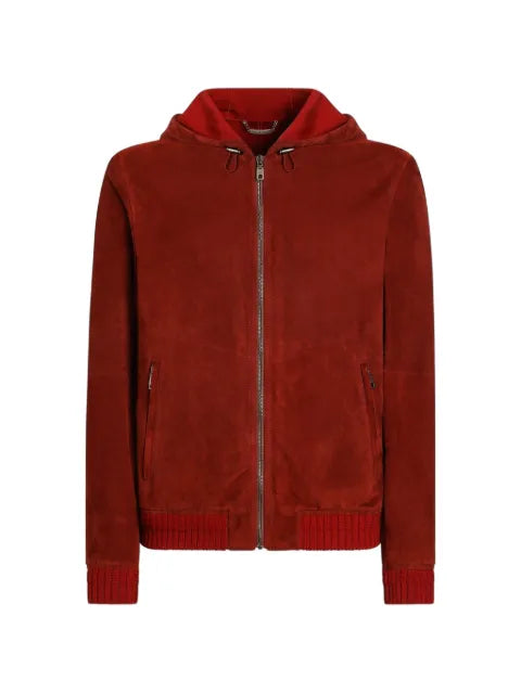 Dolce & Gabbana suede hooded jacket with knit details