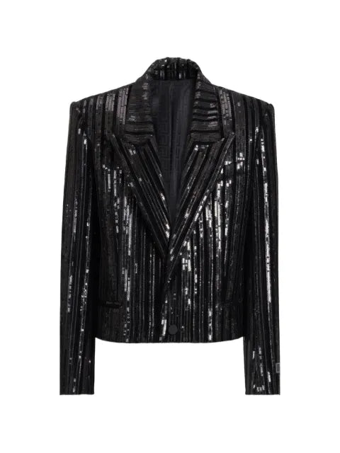 Balmain cropped sequin velvet jacket