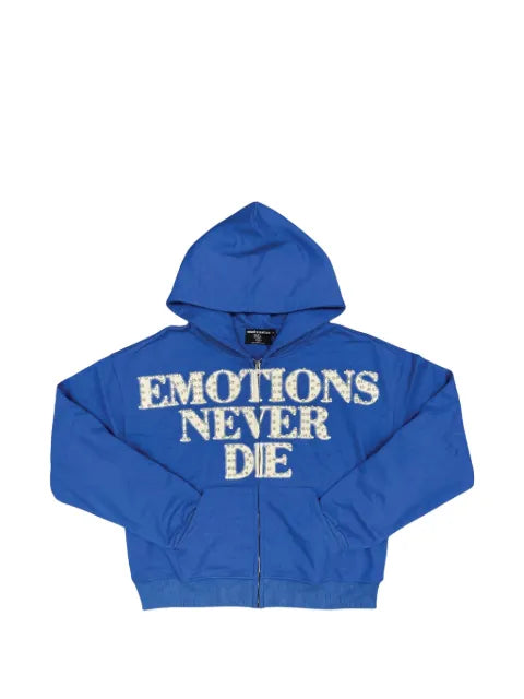 Mixed Emotion End rhinestone-embellished zip-up hoodie