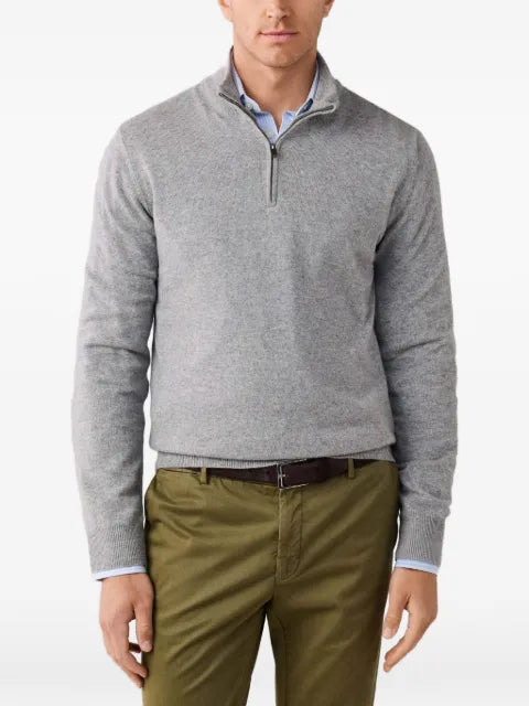 Hackett London quarter-zip elbow-patch sweater