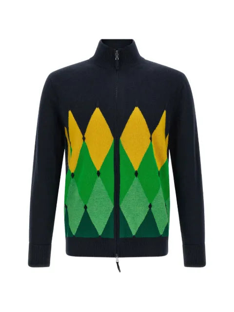 Ballantyne intarsia diamond-pattern cardigan