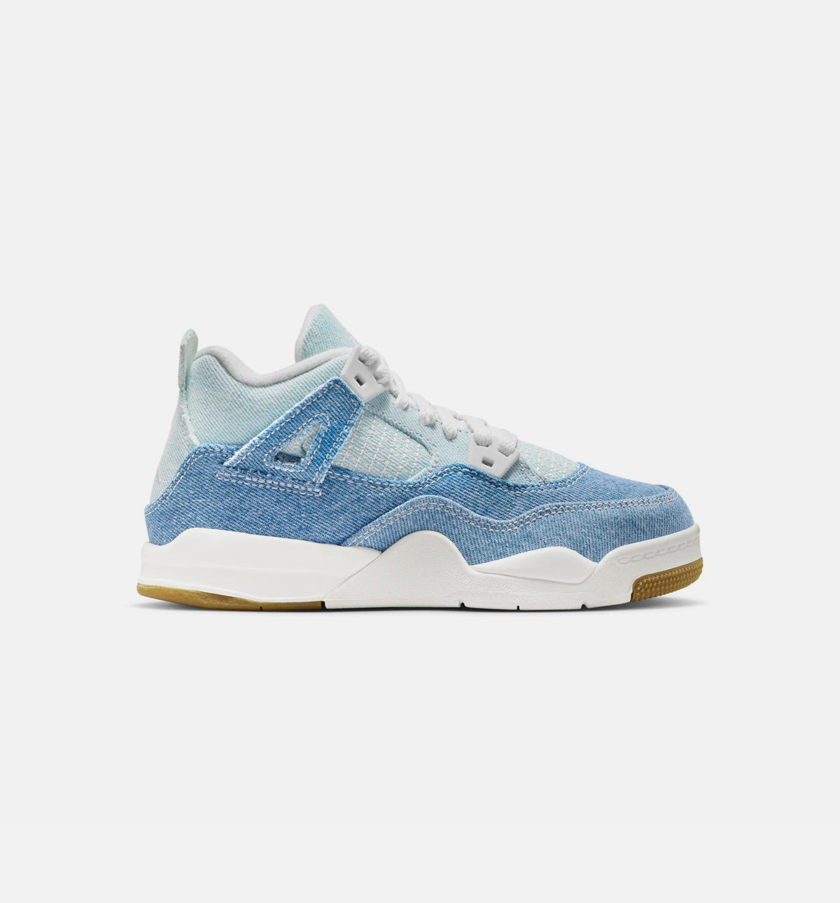 Air Jordan 4 Retro Worn Blue Preschool Lifestyle Shoes - Sail/Worn Blue/Metallic Gold