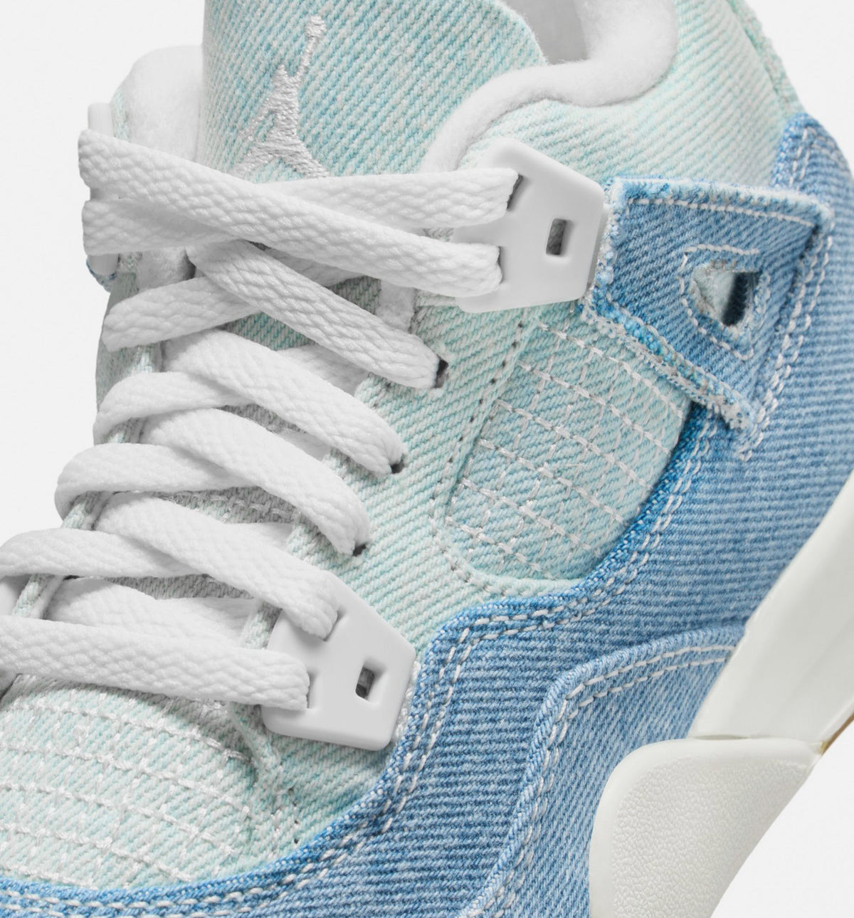 Air Jordan 4 Retro Worn Blue Preschool Lifestyle Shoes - Sail/Worn Blue/Metallic Gold