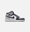 Air Jordan 1 Mid Grade School Lifestyle Shoes - White / Light Smoke Grey / Black