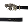 3D Dragon Scale Leather Belt Antique Silver Sculpted Buckle Waist Belt
