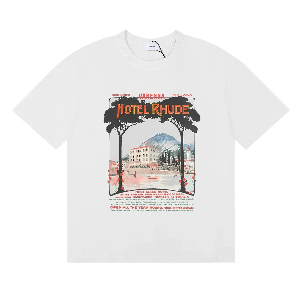 Rhude Hotel Rhude Mediterranean Scenic Print White Oversized T‑Shirt