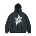 ERD 24SS Pig & Skull Zip-Up Hoodie — Washed Charcoal
