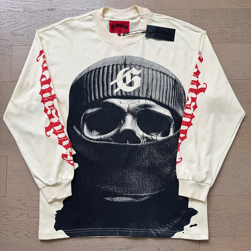 Godspeed Masked Face Graphic Long-Sleeve T-Shirt