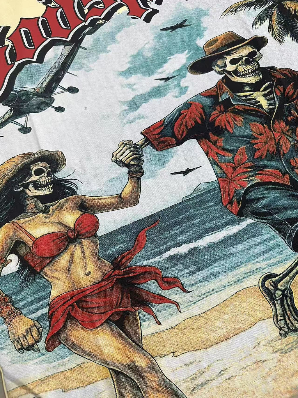 Godspeed Beach Skeleton Graphic T-Shirt