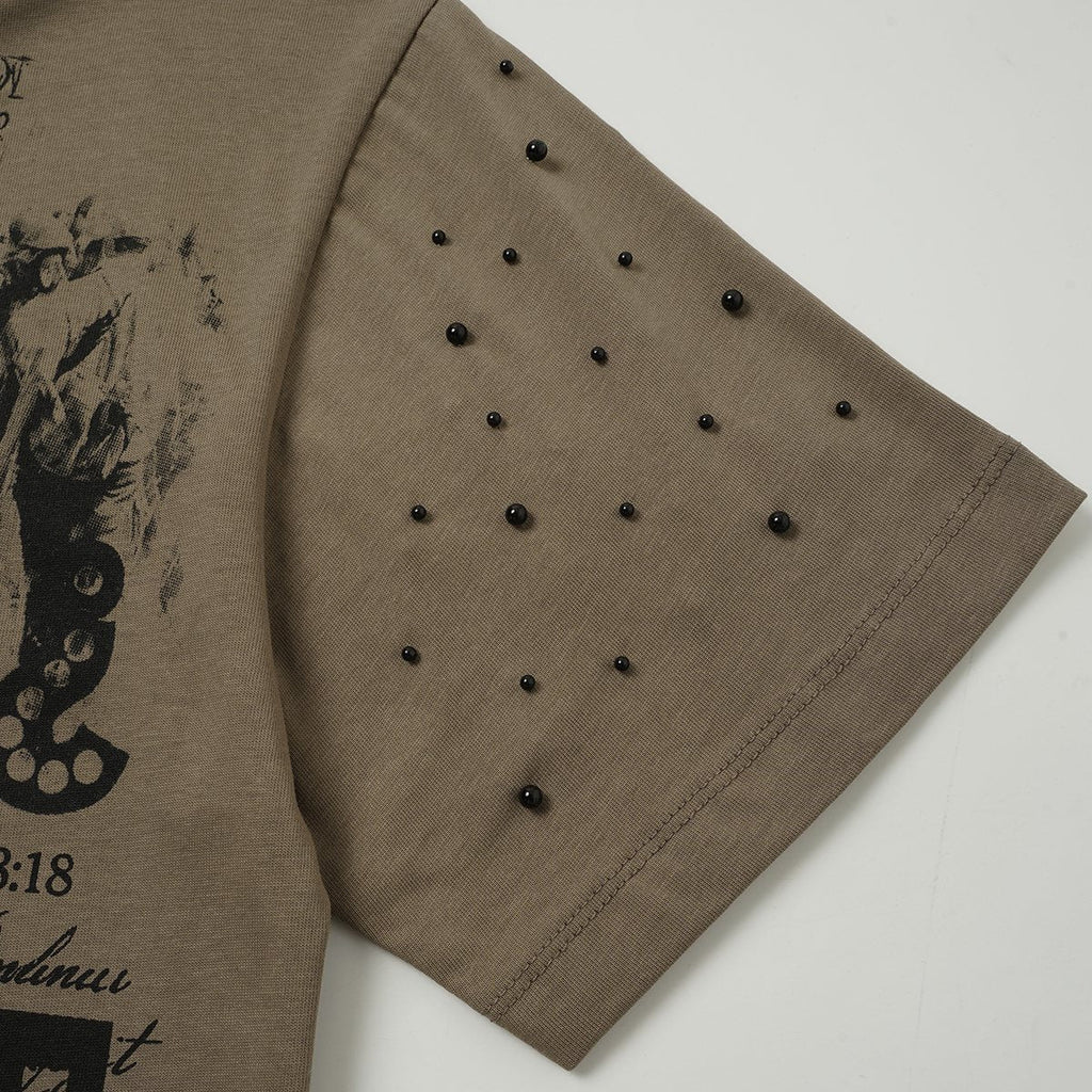 SAINT Taupe Front & Back Graphic T-Shirt