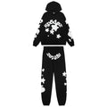 Sp5der Black White Graphic Hoodie & Jogger Matching Set