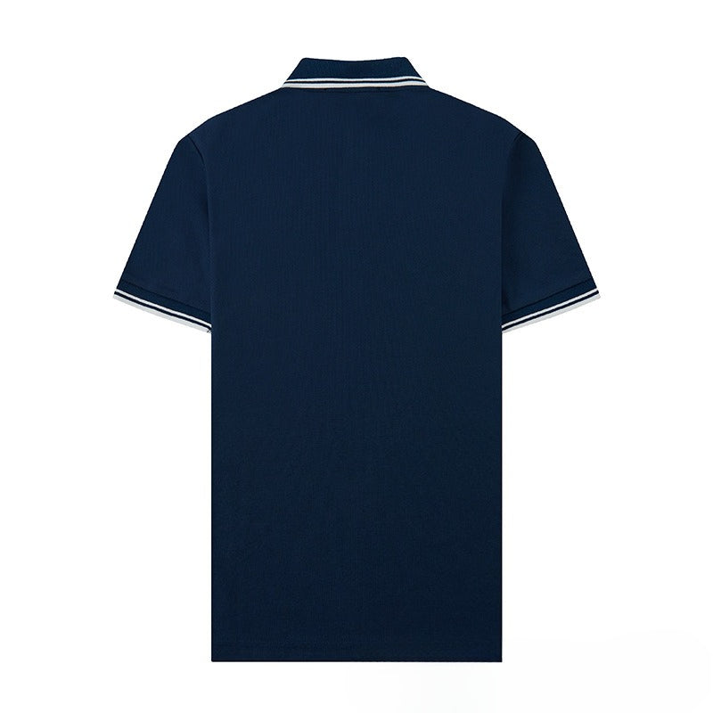 Stone Island Compass Patch Striped Collar Short Sleeve Polo Streetwear