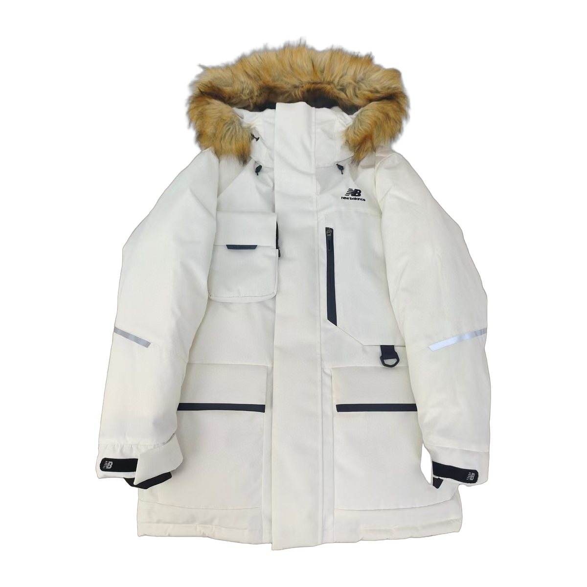 New Balance Fur-Trim Hooded Utility Jacket | White | Insulated