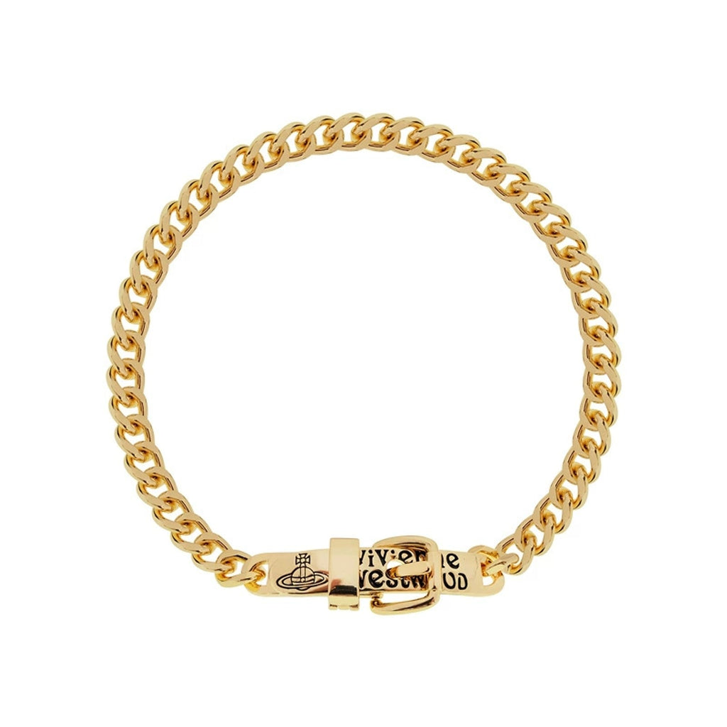 Vivienne Westwood Style Engraved Letter Cuban Chain Necklace