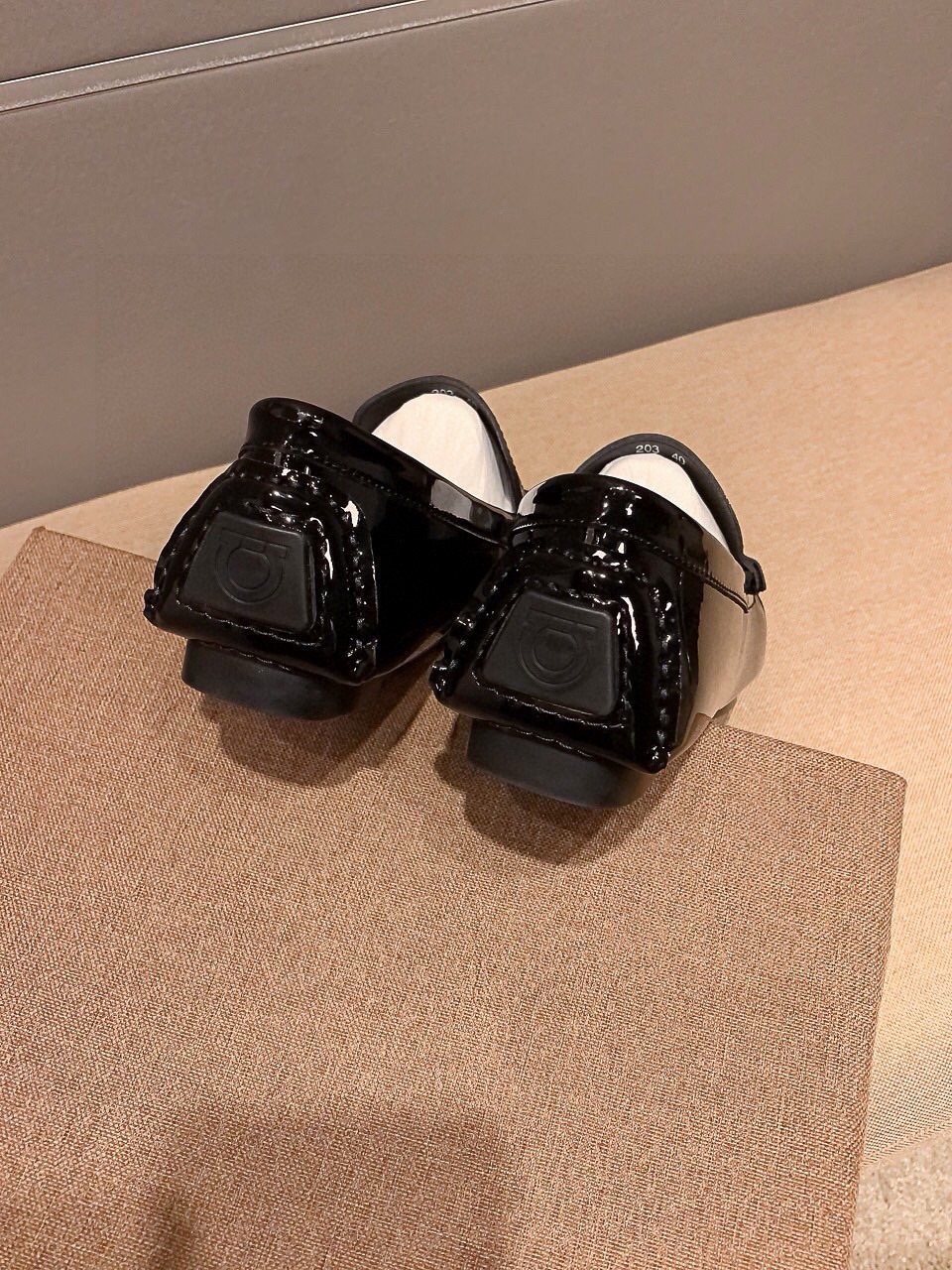 Ferragamo Black Patent Leather Loafers