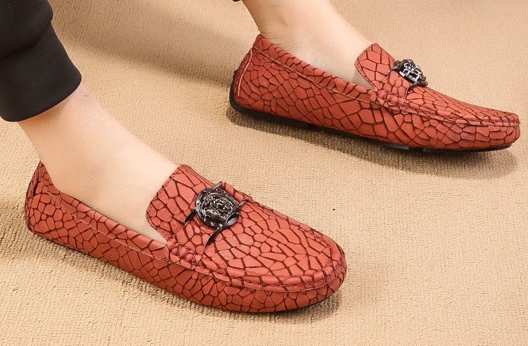 Versace Reddish Brown Patterned Loafers