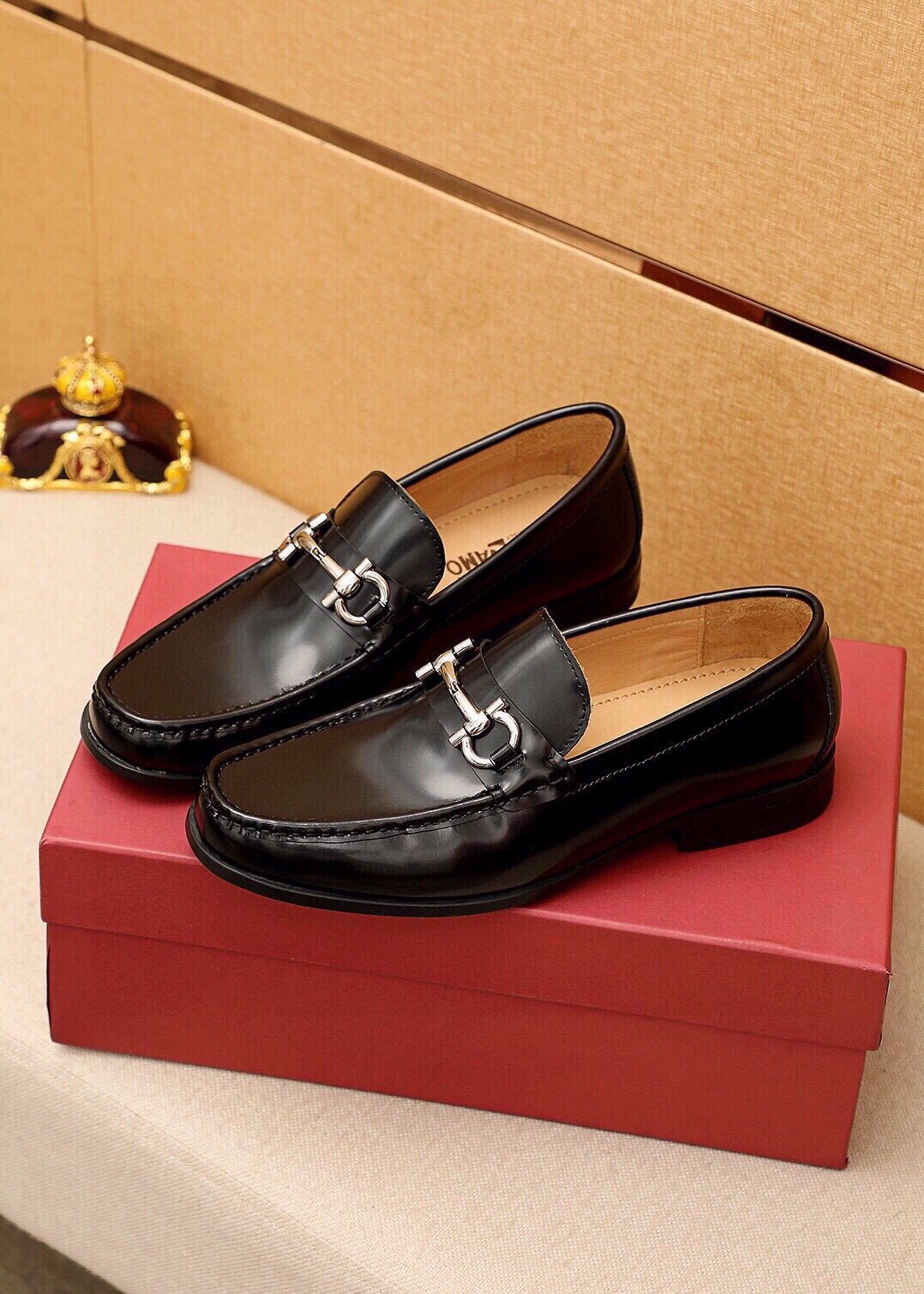 Ferragamo Black Metal-Bit Loafers - Stacked Heel