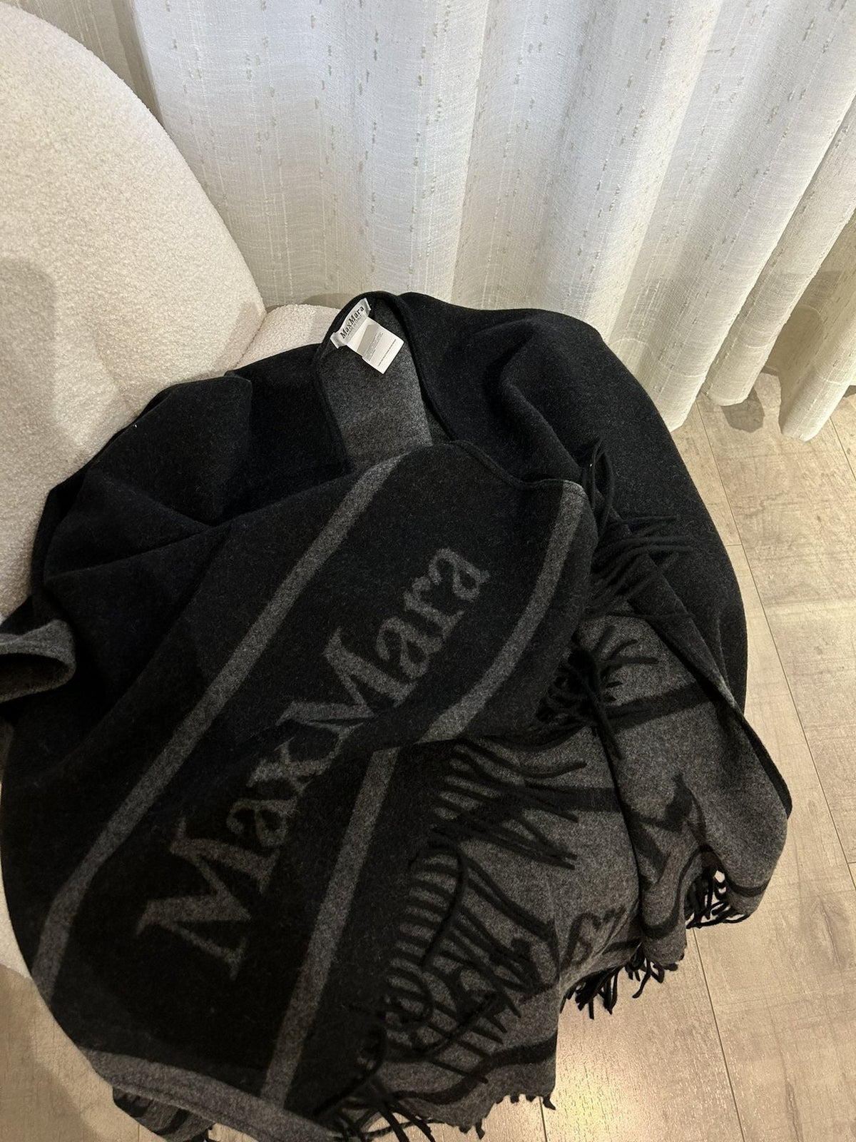 Max Mara Reversible Fringed Wrap Cape