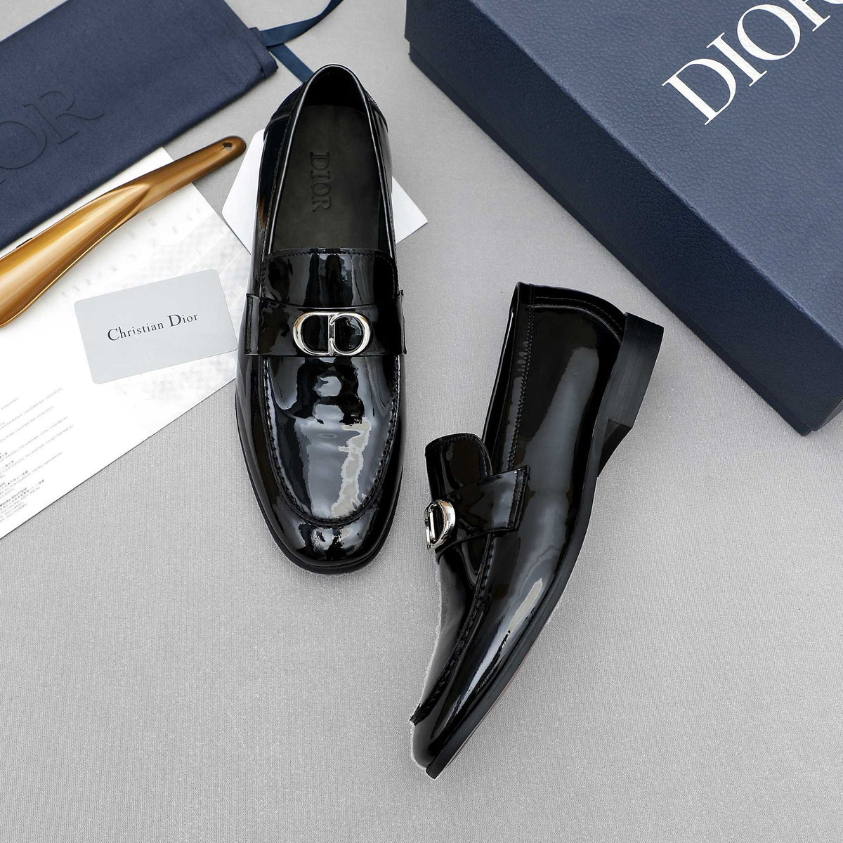 Dior Black Patent Leather Loafers