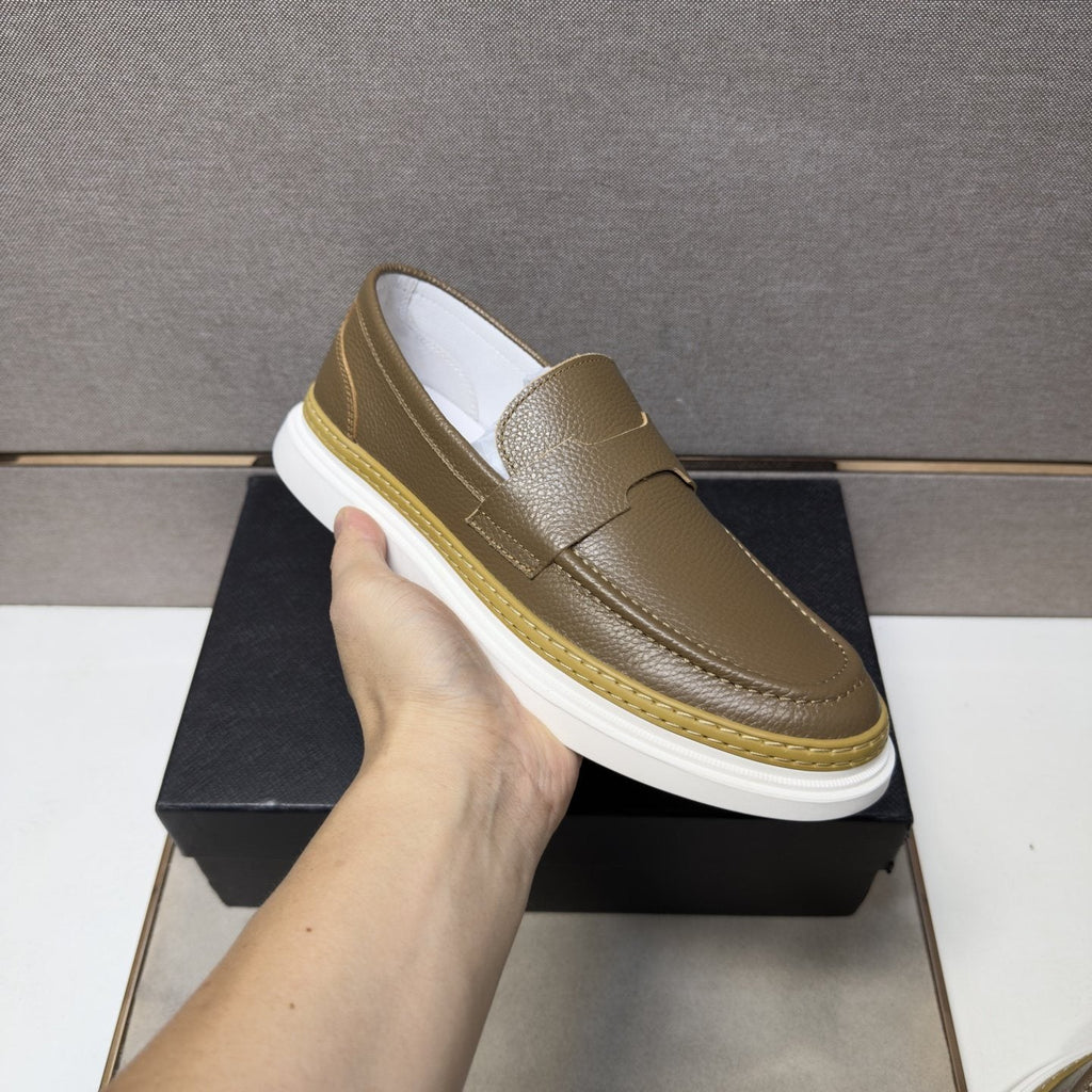 Prada Gold Accent Slip-On Loafers