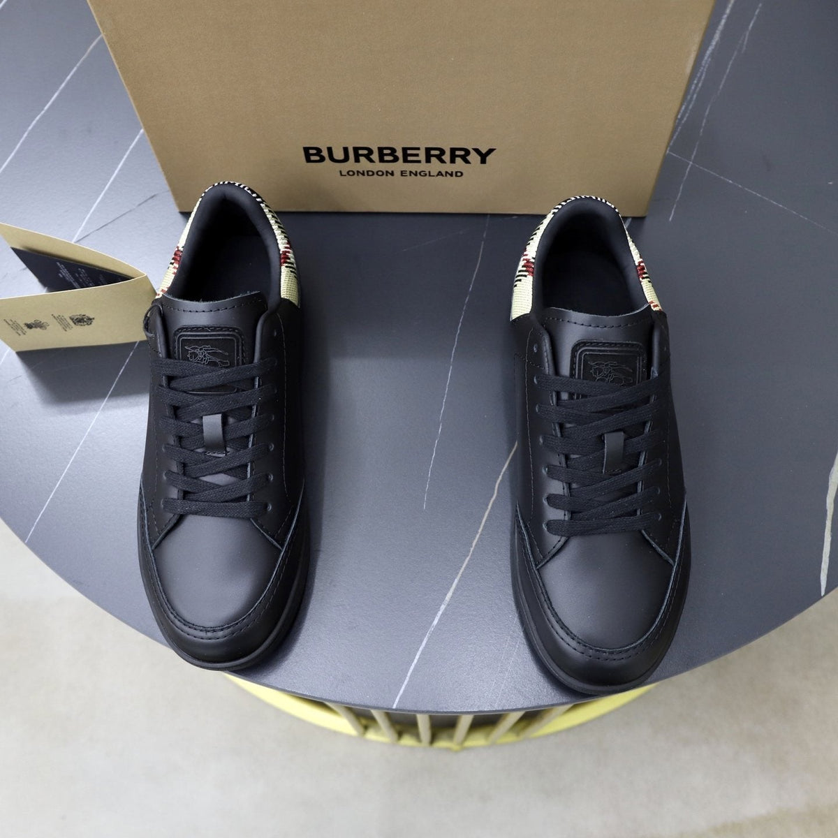 Burberry Check-Heel Low-Top Sneakers
