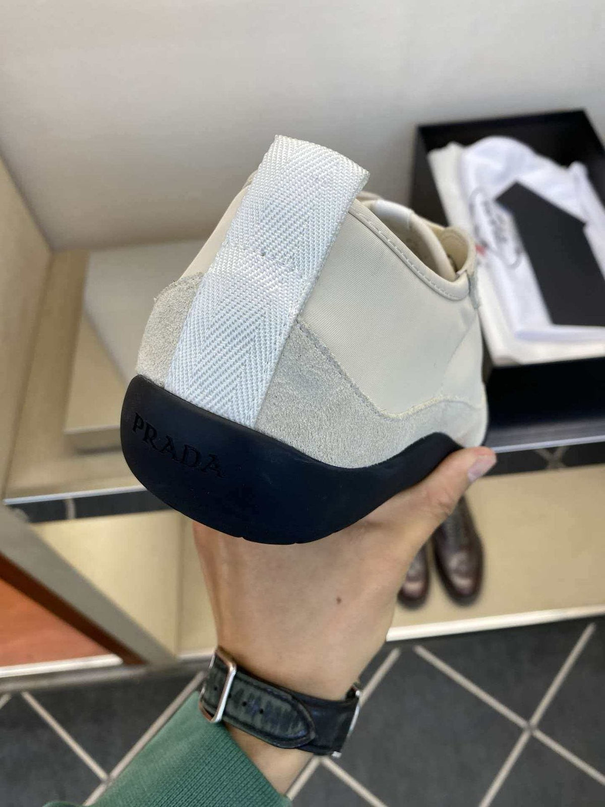 Prada Low-Top Leather Sneakers