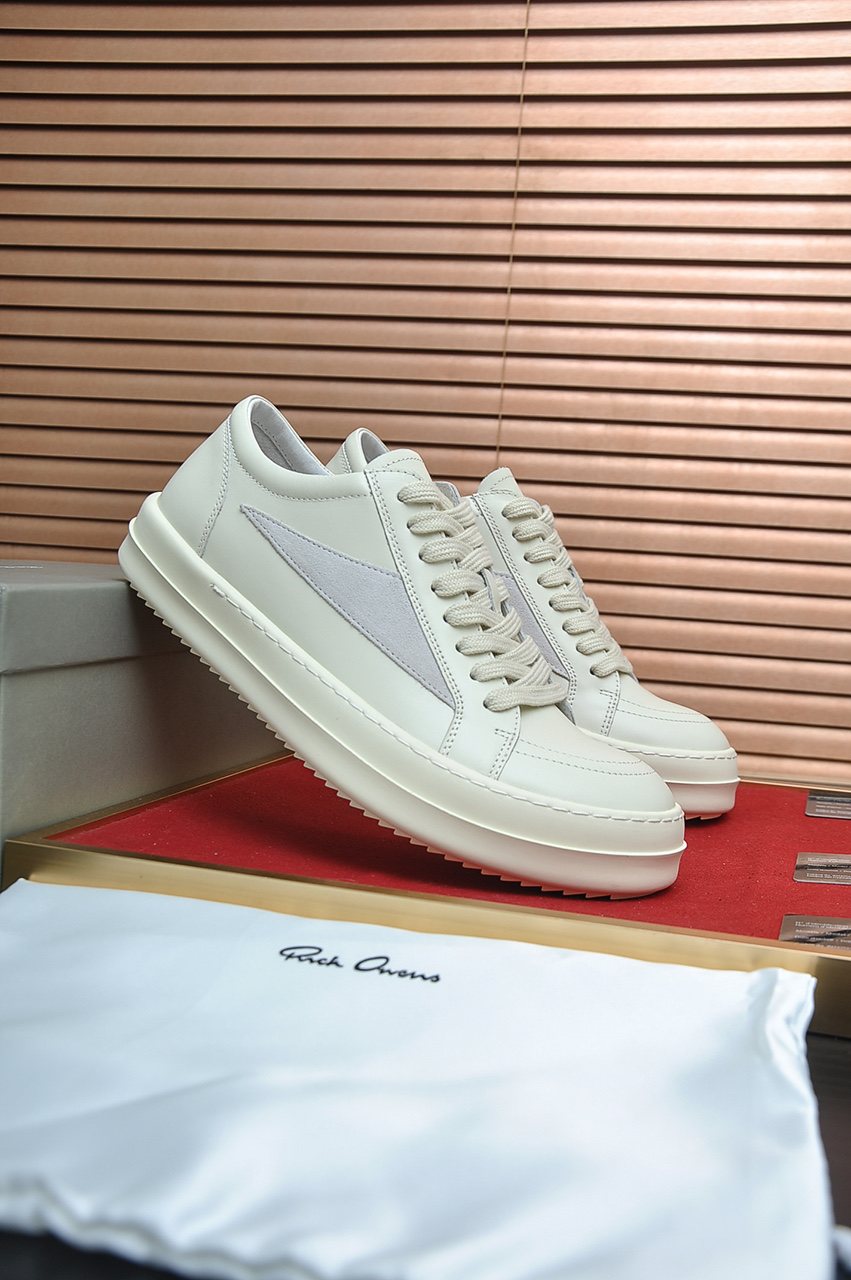 Rick Owens Contrast-Panel Platform Low-Top Sneakers