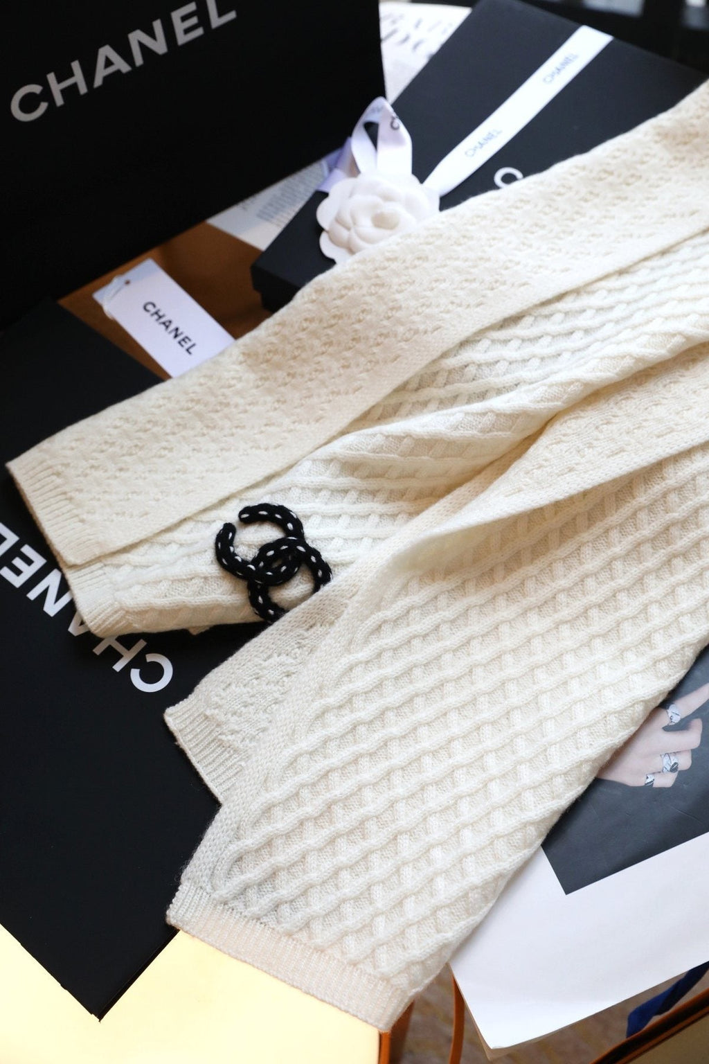 Chanel Diamond Knit Scarf