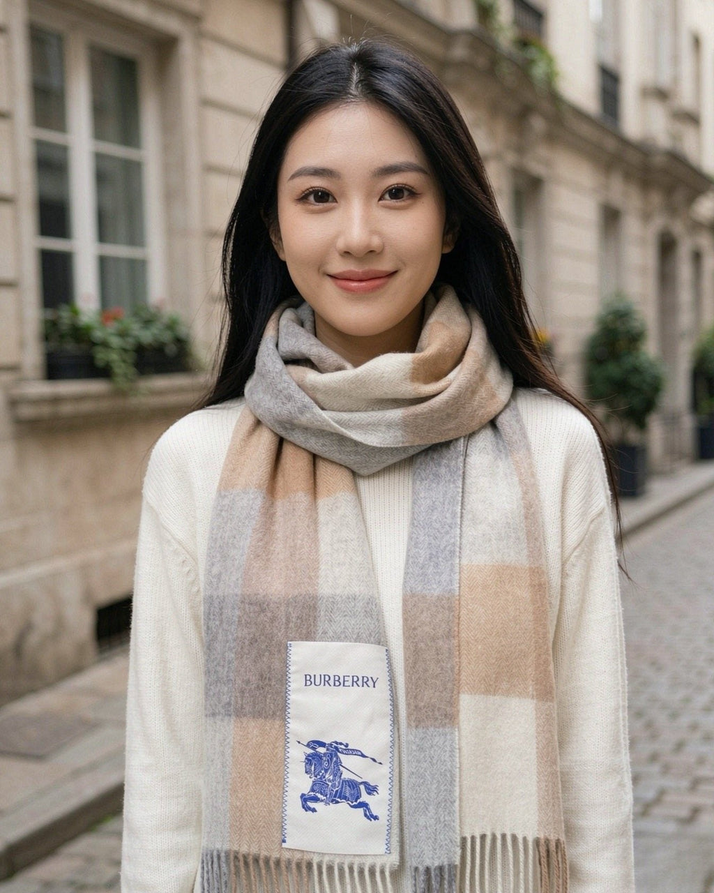 Burberry Plaid Fringe Scarf