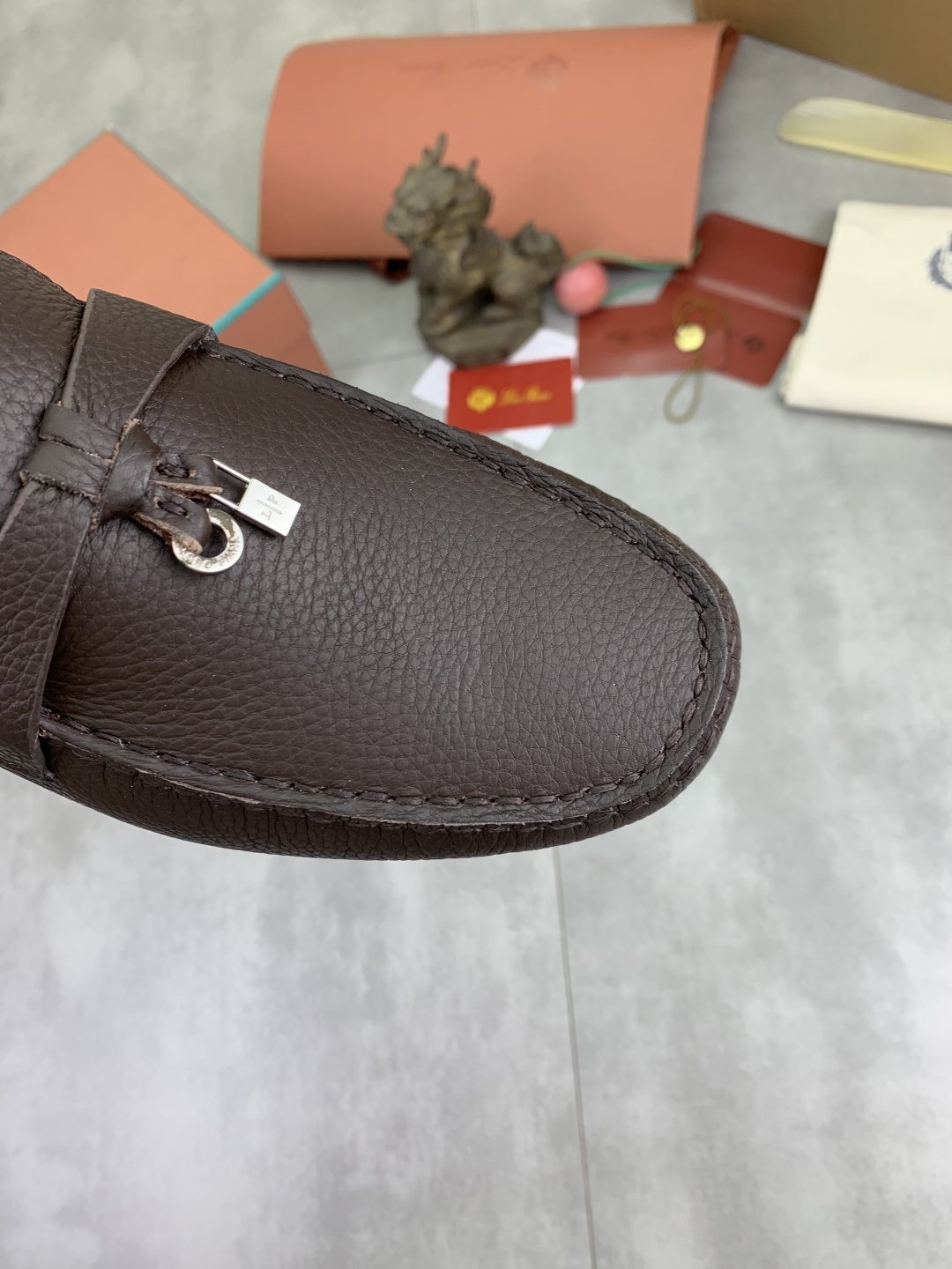 Loro Piana Dark Brown Metal-Bit Loafers