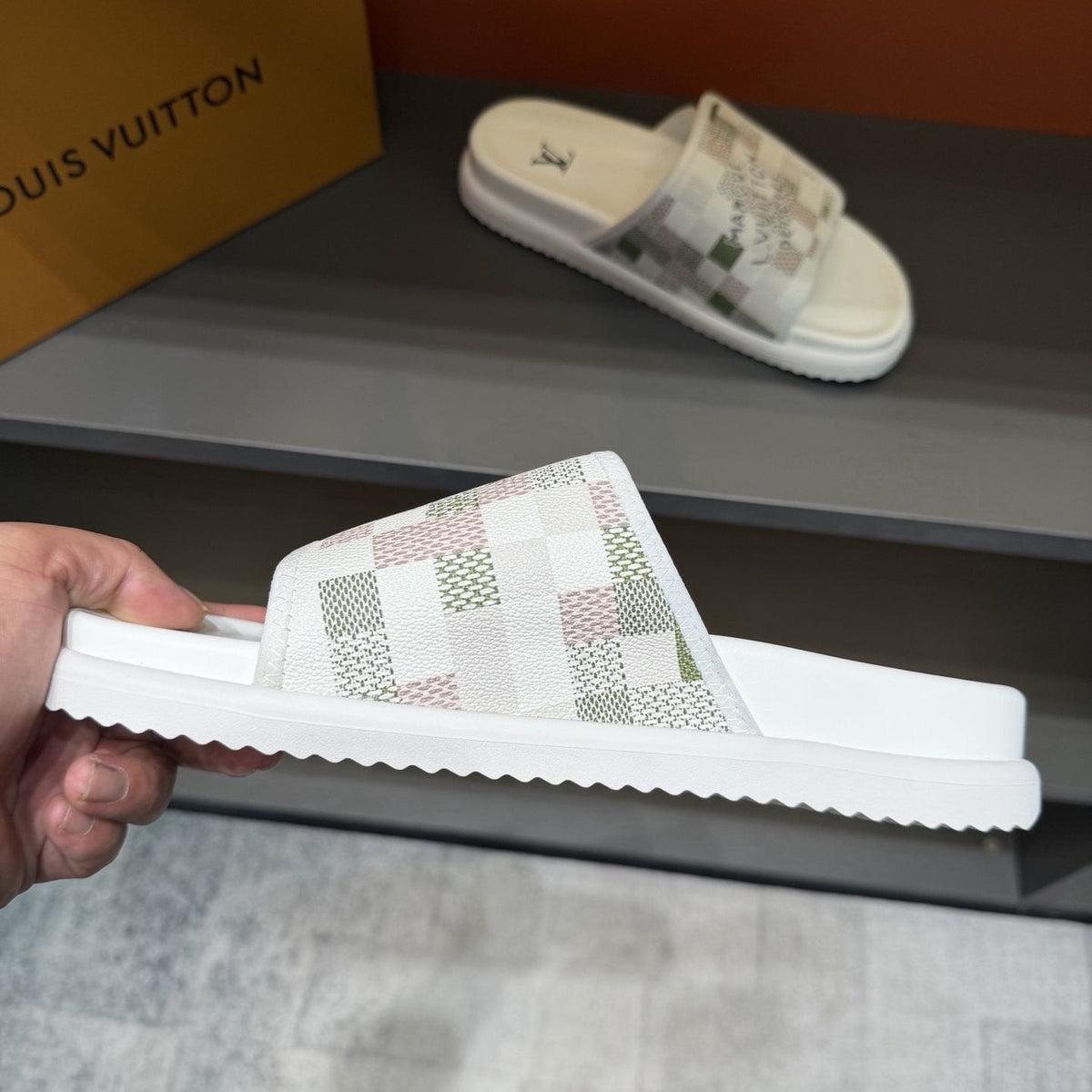Louis Vuitton Graphic Strap Slide Sandals - Contoured Footbed