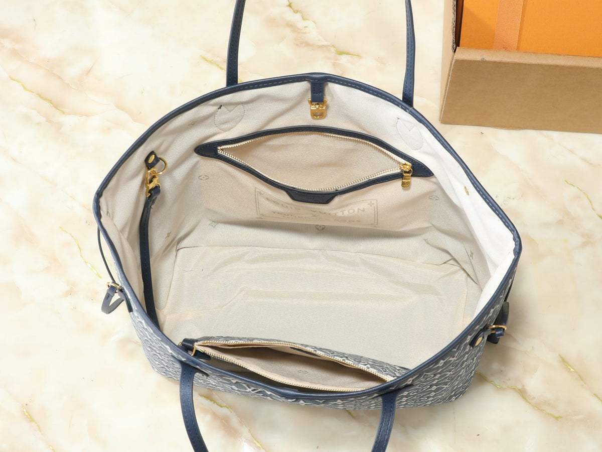 Louis Vuitton Neverfull MM Blue-Gray Tote Bag